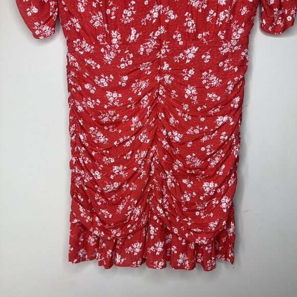 En Creme Red Mini Dress Ruffle Tiered Women’s Size Small Little Red Dress floral - Picture 8 of 9